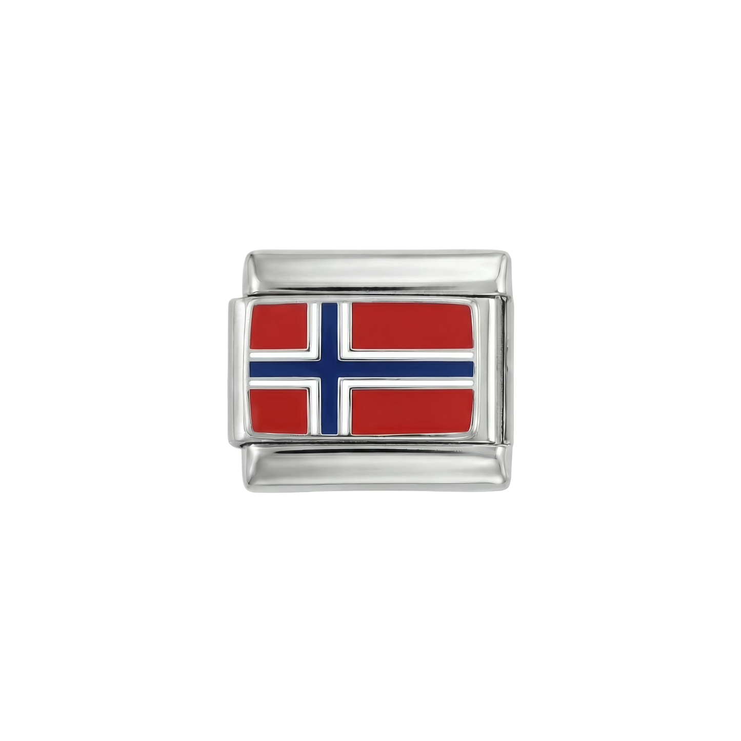 Norway Flag, on Silver