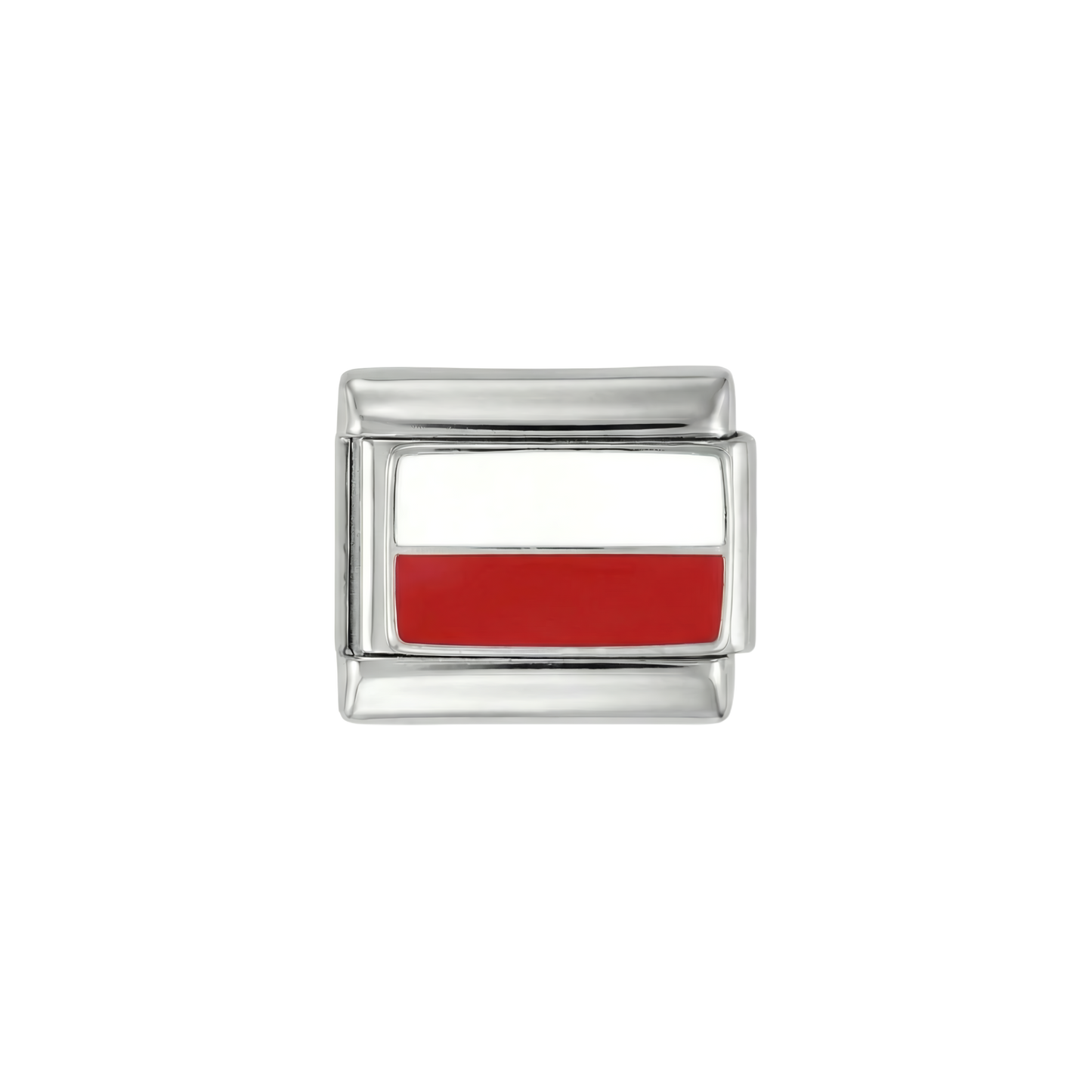 Poland Flag, on Silver