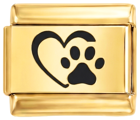 POR AÑADIR - Corazón negro con huella sobre oro
