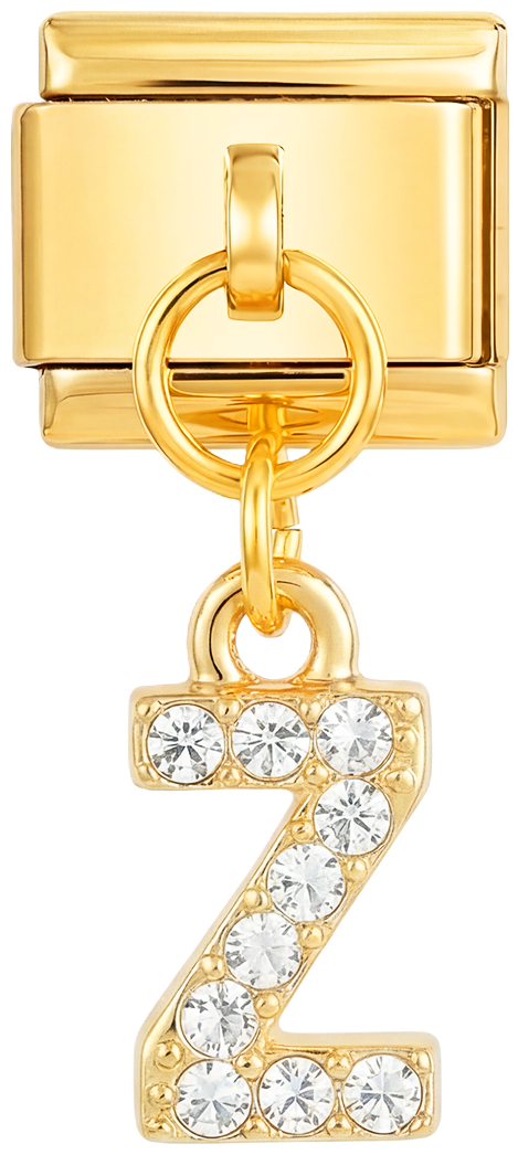 Letter Z with stones, Hanging, on Gold - Letter-Z-with-stones-hanging-on-gold.png