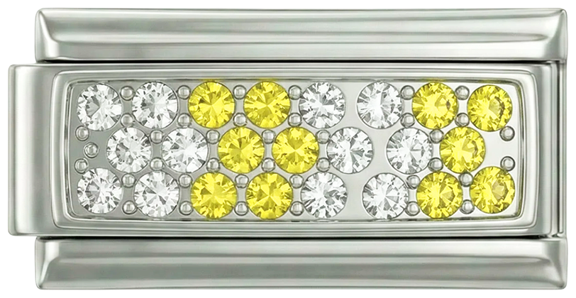Baño de plata con piedras amarillas y blancas, doble, sobre plata