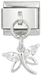 Libélula con cristales en plata