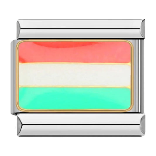 Hungary Flag, on Silver - Charms Official