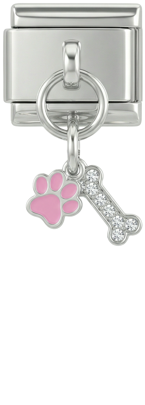 Dog Bone with Stones, on Silver - Dog-Bone-with-Stones-on-Silver.png