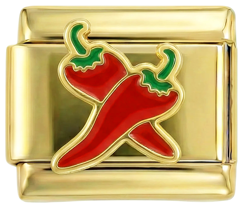 Double Red Pepper, on Gold