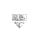 Corazón Completo con Doble Colgante en Plata