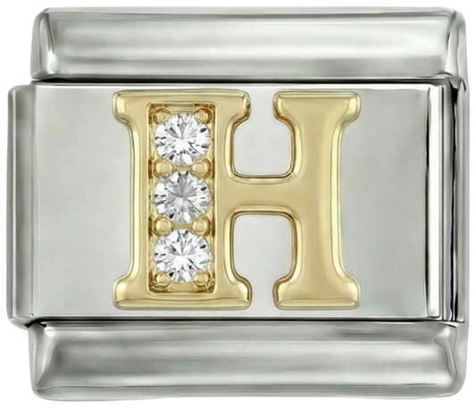 Letter H in Gold with Stones, on Silver - Letter-H-in-gold-with-stones-on-silver.png