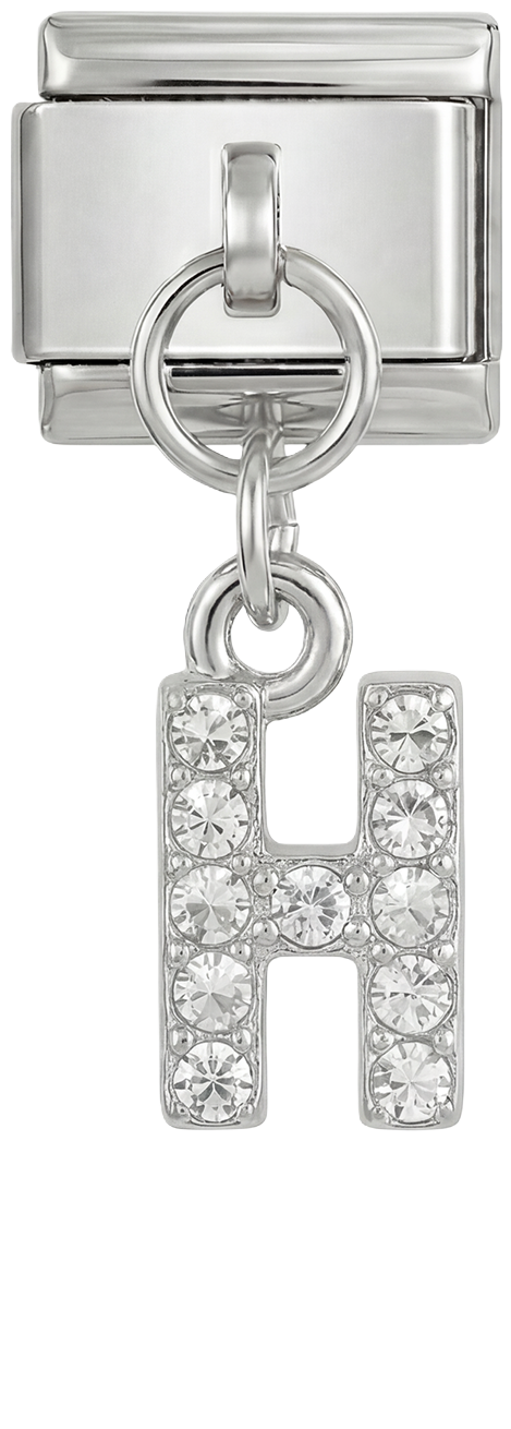 Letter H with stones, Hanging, on Silver - Letter-H-with-stones-hanging-on-silver.png