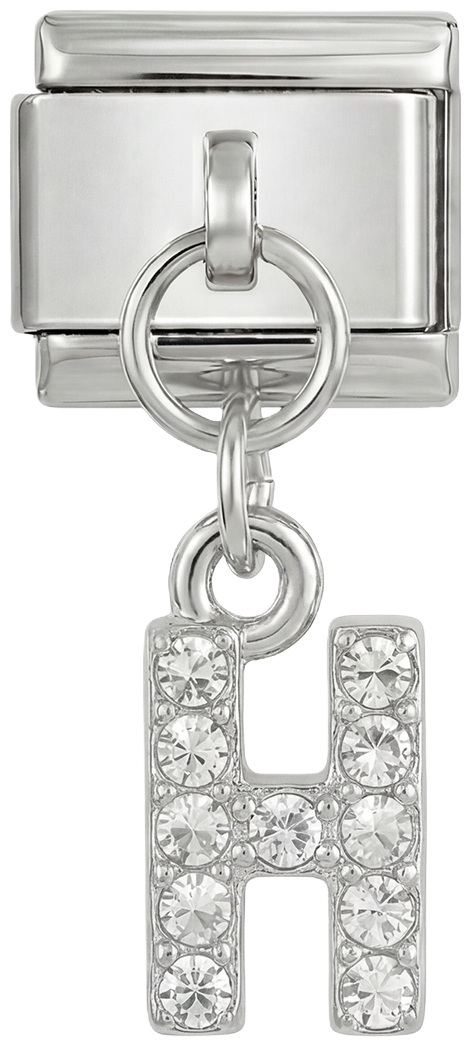 Letter H with stones, Hanging, on Silver - Letter-H-with-stones-hanging-on-silver.png