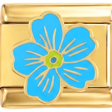 Por añadir - Flor azul claro sobre dorado