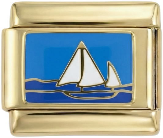 Sailing Boat in the Sea, on Gold - Sailing-Boat-in-the-Sea-on-Gold.png
