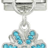Pendiente de añadir - flor turquesa con piedras