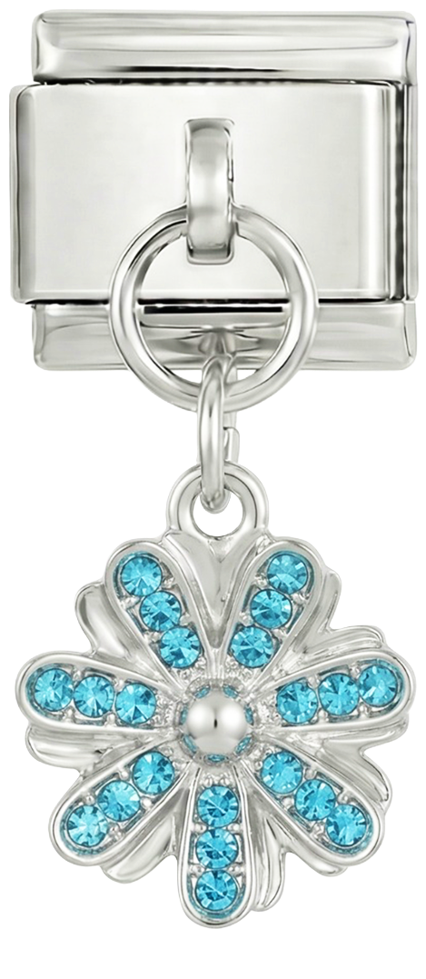 Pendiente de añadir - flor turquesa con piedras