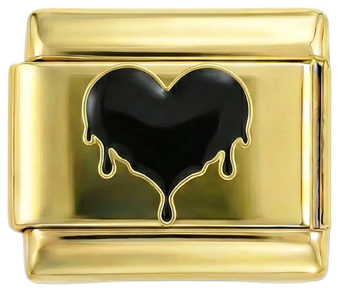 Black Melted Heart on Gold - black-melted-heart-on-gold.png