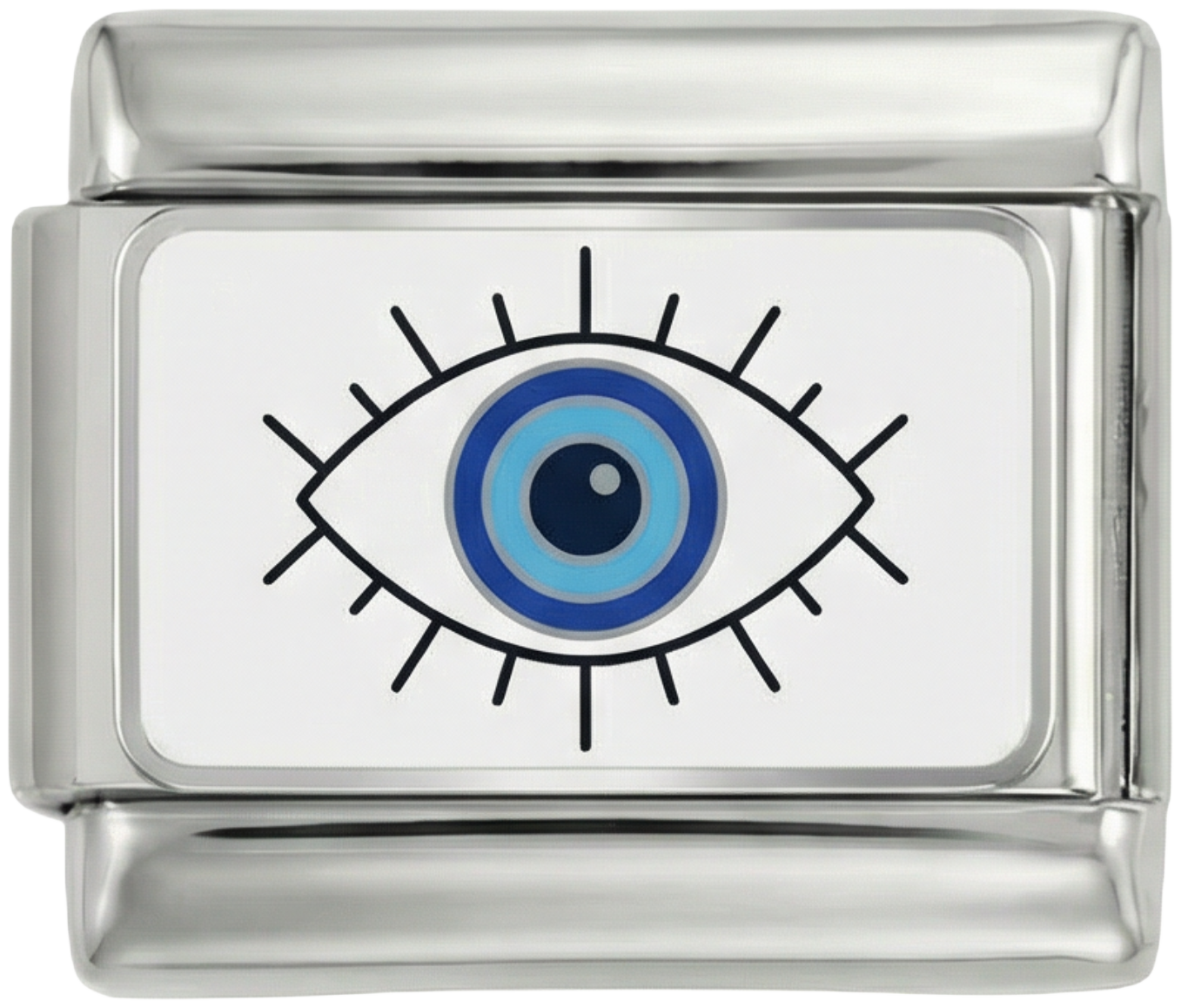 Evil Eye on White Plate on Silver - evil-eye-on-white-plate-on-silver.png