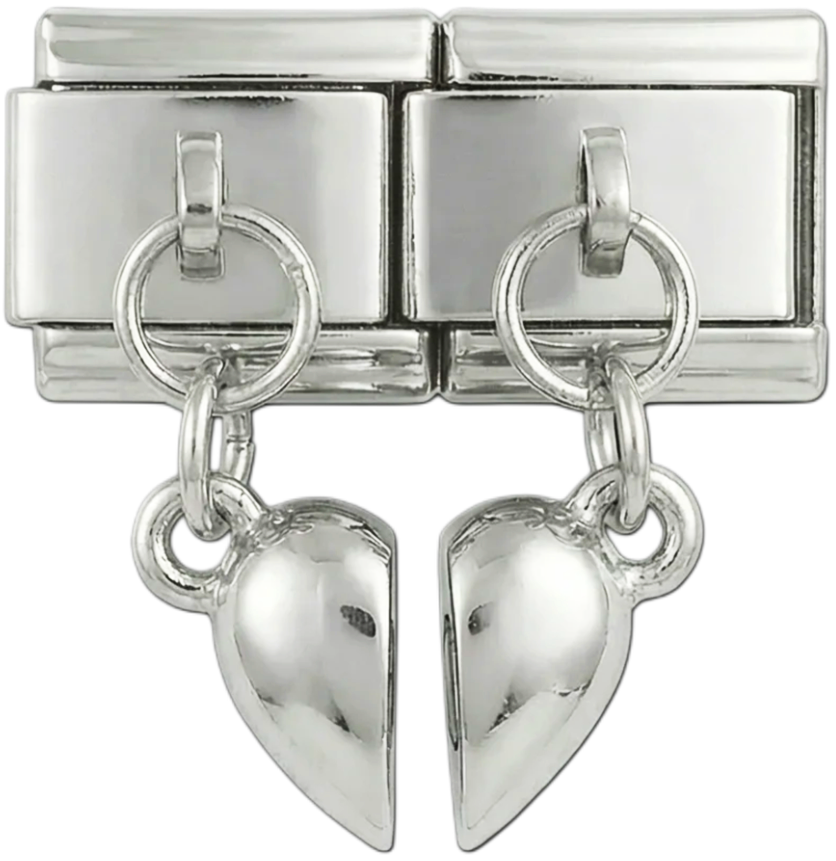 Corazón Completo con Doble Colgante en Plata