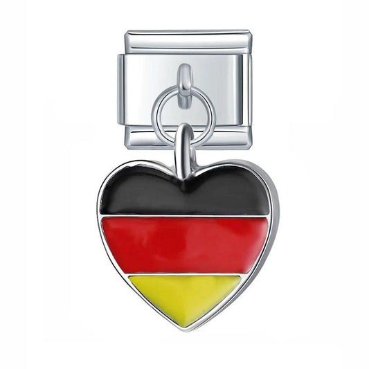 Germany Heart Flag, on Silver - Charms Official