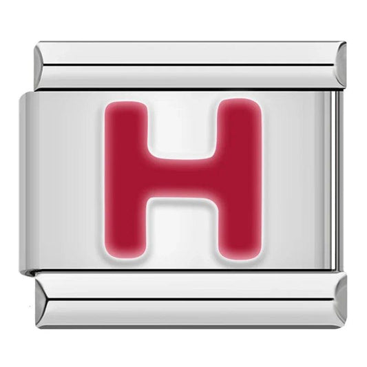 Letter H in Red, on Silver - Charms Official