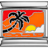Atardecer con palmera en plata