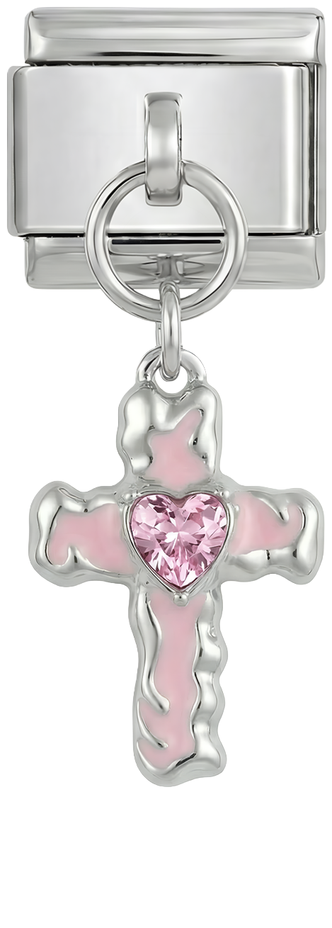 Pink Cross with Heart, on Silver - pink-cross-with-heart-on-silver.png